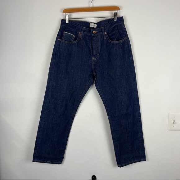 Taylor Stitch Straight Leg button fly dark wash jeans USA Size 32 Savage Denim - Picture 1 of 12